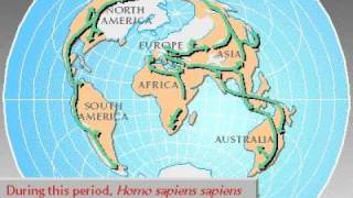 Grolier Multimedia Maps The Spread of PreHistoric Humans [upl. by Ainecey]