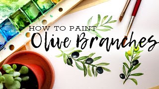 How to paint Olive Branches  Olives Watercolor Illustration  怎么画橄榄 [upl. by Diao]