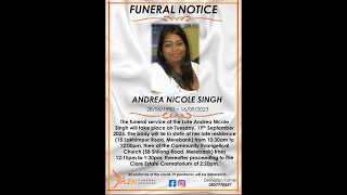 Funeral Service of the Late Andrea Nicole Singh [upl. by Aloap]