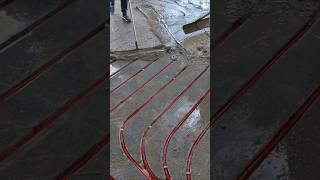 Backfill mortar process for floor heating construction [upl. by Vivica]