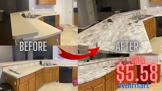 USING PEEL AND STICK ADHESIVE ON MY COUNTERTOPS  EASY AFFORDABLE DIY [upl. by Jazmin]