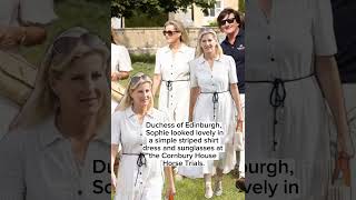 Duchess of Edinburgh Sophie looked lovely in a striped shirt dress at Cornbury House Horse Trials [upl. by Shoifet]