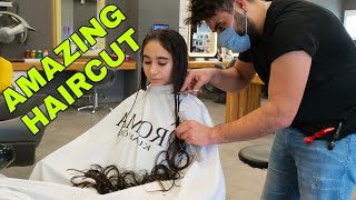 Trendy Long to Short AMAZING Hair Transformation  ASMR Haircut Barber Sound [upl. by Daberath]