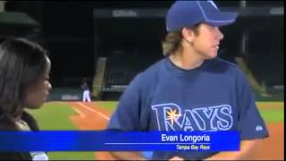 Evan Longoria Catches a ball during interview [upl. by Obrien]