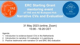 ERC Starting Grant Mentoring Event 2023  Narrative CVs and Evaluation [upl. by Solhcin]