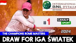 Iga Swiatek draw in the 2024 Rome Open Masters tennis tournament [upl. by Nebuer124]