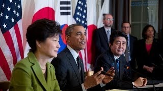 President Obamas Trilateral Meeting with President Park and Prime Minister Abe [upl. by Alphonsine]