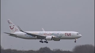 TUI Airlines Netherlands Special Livery – Boeing 767300 – Lands at AMS HBJJF [upl. by Lakym568]