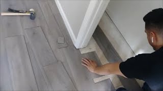 How To Install Vinyl Plank Flooring around door Jambs Of A Closet  Step By Step  DIY [upl. by Caye]