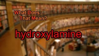 What does hydroxylamine mean [upl. by Vittorio]