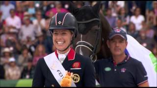 JEM 2014  Remise de médailles du grand prix de dressage freestyle Lor pour Charlotte dujardin [upl. by Shing]