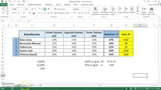 Excel  Control de Calificaciones  Porcentajes a Números y Números a Porcentajes [upl. by Lenox]