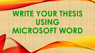 Write your thesis using Microsoft Word [upl. by Gilchrist]