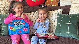 Advent Calendar Surprise Sisters Open Jolly Rancher amp Hersheys Kisses Countdown Fun [upl. by Latsyrhk]