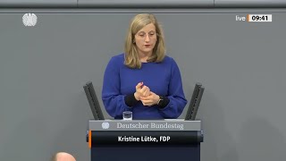 IRRSINN FDP  KRISTINE LÜTKE  FDP  IM DEUTSCHEN BUNDESTAG IN BERLIN [upl. by Eniamreg]