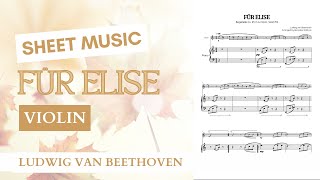 🍁 VIOLIN • How to play Für Elise  Pour Elise • Beethoven sheet music [upl. by Esnofla]