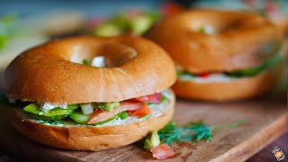 Smoked Salmon Avocado Cream Cheese 🥯 Bagel [upl. by Akitnahs]