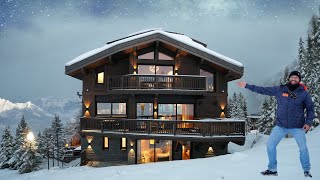 Inside Courchevels Most Luxurious SkiinSkiOut Designer Chalet with indoor pool cinema room etc [upl. by Nomyt]