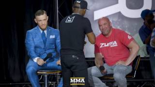 Floyd Mayweather Makes Bet With Conor McGregor During Speech  MMA Fighting [upl. by Noteloc]