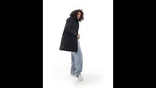 THE NORTH FACE Mountain Range Down Parka Jacket Hooded Shiny Black Women  Asos [upl. by Nunciata]