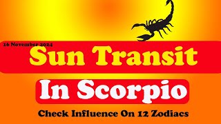 Sun Transait In Scorpio on 16 November 2024  Influence on 12 Zodiacs [upl. by Greenquist]