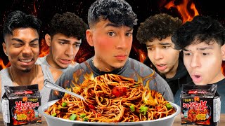 5 MEXICANS TRY THE WORLDS SPICIEST NOODLES  KOREAN NOODLE CHALLENGE [upl. by Efal]