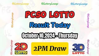 2PM DRAW OCTOBER 102024 THURSDAY 2D 3D PCSO LOTTO RESULT TODAY LotteryLounge [upl. by Cherin]