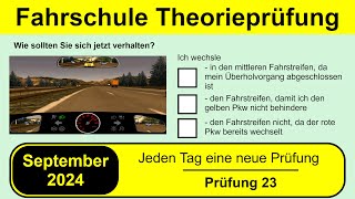 🚘 Führerschein Theorieprüfung Klasse B 🚗 September 2024  Prüfung 23🎓📚 [upl. by Trev895]