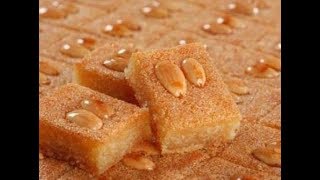 Lebanese NammouraNamouraBasbousaHrisi Recipe  EASY DELICIOUS LEBANESE SEMOLINA CAKE RECIPE [upl. by Htebzile]