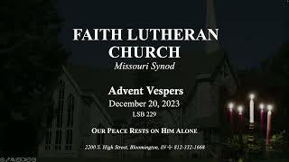 Livestream for Advent Vespers 12202023 [upl. by Alliber]