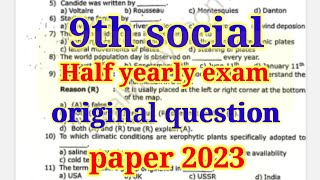 9th social Half yearly Original Question Paper 2023 100100 Conform  Important Model EM [upl. by Eirrahs108]