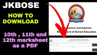 How to download 10th 11th and 12th marksheet as a PDF  jkbose results [upl. by Zena]