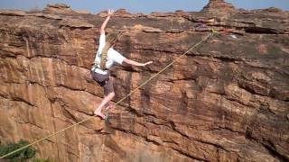 SlackLiningHighLining in India in Badami Karnataka [upl. by Sialac985]