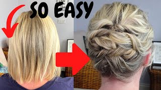 EASY messy hairstyle for short fine hair  short hair updo [upl. by Agan]