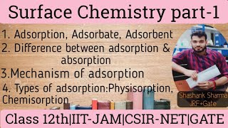 Surface chemistry part1Physisorption and ChemisorptionNCERTNETGATE JAM [upl. by Mckinney256]