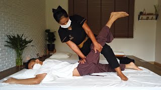 Most Incredible THAI WARRIOR MASSAGE Therapy in Bangkok Thailand MUST TRY [upl. by Hasina768]