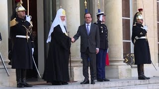 Hollande reçoit le patriarche de Moscou Kirill à lElysée [upl. by Naejarual]