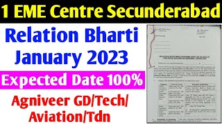 1 EME Centre Secunderabad Agniveer Relation Bharti January 2023 Expected Date [upl. by Adnohsad]