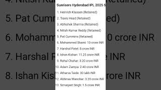 Sunrisers Hyderabad ipl2025 squards after day 1 auction 241124 [upl. by Atwater]