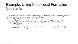 Worked Example Conditional Formation Constants Part 2 [upl. by Amethyst281]