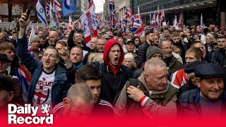 Thousands of Tommy Robinson supporters protest in London as political activist remanded in custody [upl. by Kciredor]