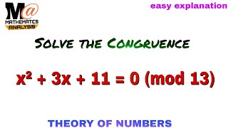 QUADRATIC CONGRUENCE EXAMPLES  PROBLEMS 1 [upl. by Llecrad]