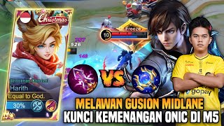 HARITH MIDLANE VS GUSION MIDLANE META ONIC SANZ DI M5  HARITH TOP 1 GLOBAL BUILD TERSAKIT  MLBB [upl. by Ahsinyar309]