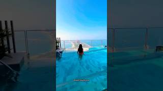 travel sunset santorini beach santorinivibes love dubai flytriply vacation [upl. by Enyalaj]