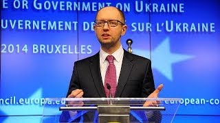 Da Bruxelles Yatseniuk ai russi pronti a difenderci se occorre [upl. by Ysdnil]