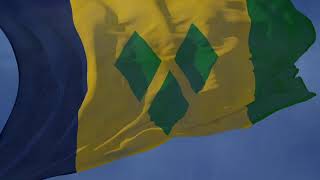 Waving flag and National Anthem of Saint Vincent and the Grenadines [upl. by Dickie]