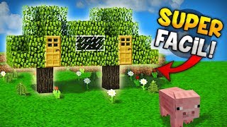 MINECRAFT COMO HACER UNA CASA DENTRO DE UN ÁRBOL DOBLE SUPER GENIAL PARA SURVIVAL  SUPER FACIL [upl. by Jacobina950]