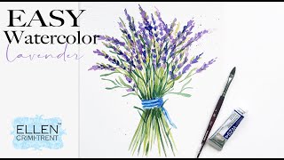 EASY Watercolor Lavender Bouquet for Beginners [upl. by Anirod]