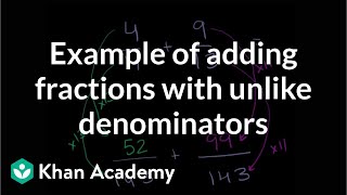 Example of adding fractions with unlike denominators  Fractions  PreAlgebra  Khan Academy [upl. by Emlin]