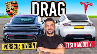 Tesla Model Y Performance VS Porsche Taycan 4S Performance  Drag Yarışı [upl. by Chil]